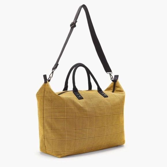 Lulu Dharma Frasier Weekender Bag in Yellow Plaid NWT - Picture 1 of 8